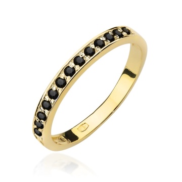 Inel Aur 14K cu Diamante Naturale Negre 0.20 ct