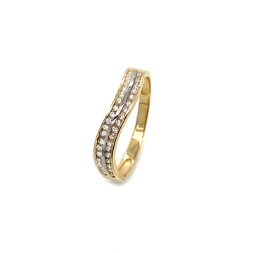 Inel Aur 14k cu Dublu Zirconii Albe