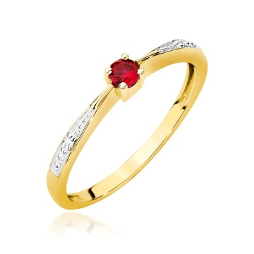 Inel Aur 14K cu Rubin 0.15 ct si Diamante Naturale 0.01 ct