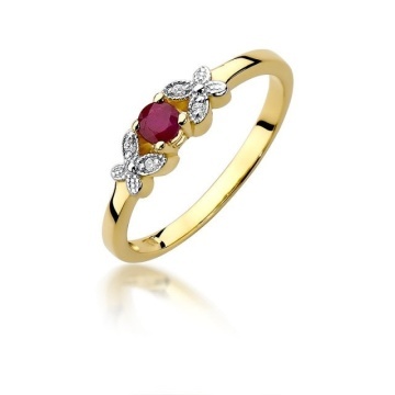 Inel Aur 14K cu Rubin 0.15 ct si Diamante Naturale 0.02 ct