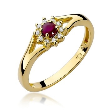 Inel Aur 14K cu Rubin 0.15 ct si Diamante Naturale 0.09 ct