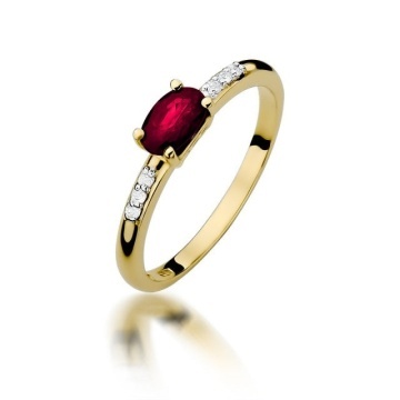 Inel Aur 14K cu Rubin 0.60 ct si Diamante Naturale 0.03 ct