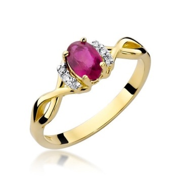 Inel Aur 14K cu Rubin 0.60 ct si Diamante Naturale 0.05 ct