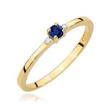 Inel Aur 14K cu Safir 0.15 ct si Diamante Naturale 0.01 ct