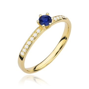 Inel Aur 14K cu Safir 0.15 ct si Diamante Naturale 0.07 ct