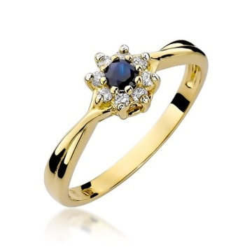 Inel Aur 14K cu Safir 0.15 ct si Diamante Naturale 0.12 ct