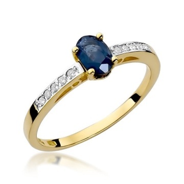 Inel Aur 14K cu Safir 0.70 ct si Diamante Naturale 0.05 ct