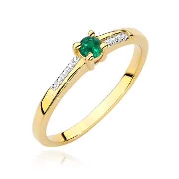 Inel Aur 14K cu Smarald 0.15 ct si Diamante Naturale 0.04 ct