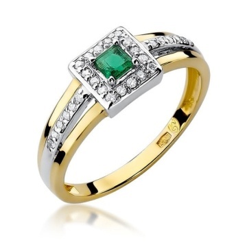 Inel Aur 14K cu Smarald 0.15 ct si Diamante Naturale 0.14 ct