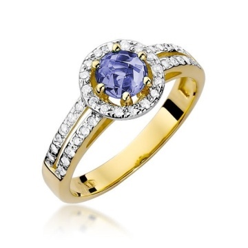 Inel Aur 14K cu Tanzanit 0.50 ct si Diamante Naturale 0.20 ct