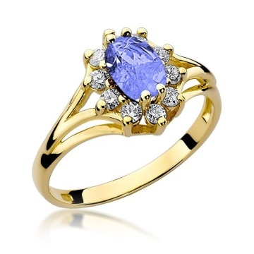 Inel Aur 14K cu Tanzanit 0.70 ct si Diamante Naturale 0.30 ct