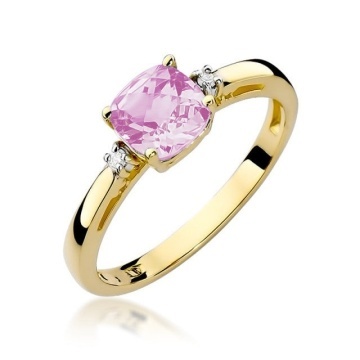 Inel Aur 14K cu Topaz Roz 1.10 ct si Diamante Naturale 0.03 ct