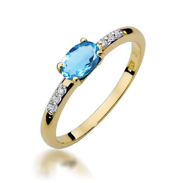 Inel Aur 14K cu Topaz Swiss 0.50 ct si Diamante Naturale 0.03 ct