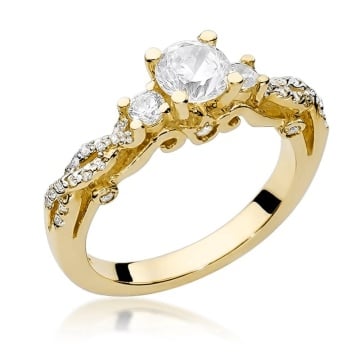 Inel Aur 14K cu White Sapphire 0.50 ct si Diamante Naturale 0.34 ct