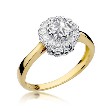 Inel Aur 14K cu White Sapphire 0.60 ct si Diamante Naturale 0.17 ct