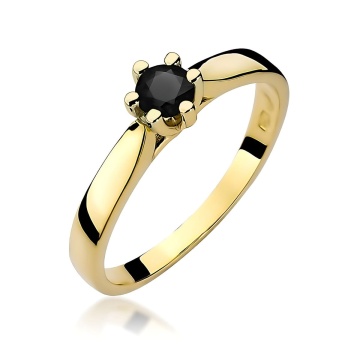 Inel Aur 9K cu Diamant Natural Negru 0.30 ct