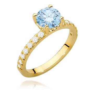 Inel Aur 9K cu Diamante Albastre de Laborator 1.26 ct