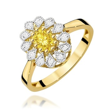 Inel Aur 9K cu Diamante Galbene de Laborator 0.60 ct