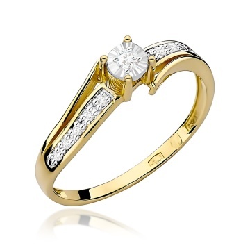 Inel Aur 9K cu Diamante Naturale 0.10 ct