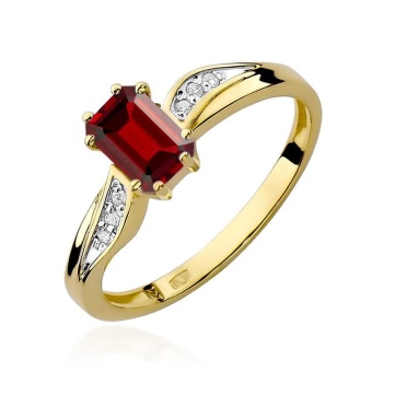 Inel Aur 9K cu Rubin 0.80 ct si Diamante Naturale 0.03 ct