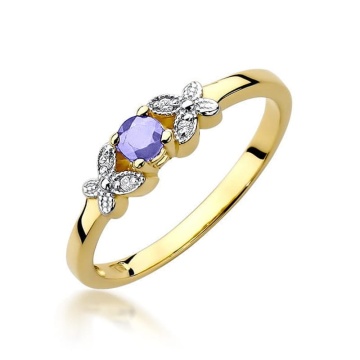 Inel Aur 9K cu Tanzanit 0.15 ct si Diamante Naturale 0.02 ct