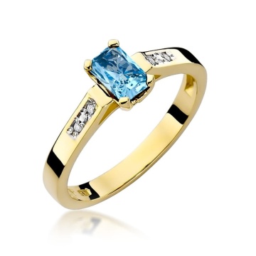 Inel Aur 9K cu Topaz Swiss 0.65 ct si Diamante Naturale 0.04 ct