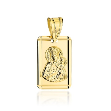 Medalion Aur 14K Maica Domnului Częstochowska cu Detalii Sculpturale