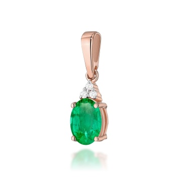 Pandantiv Aur 14K cu Smarald 0.80 ct si Diamante Naturale 0.03 ct