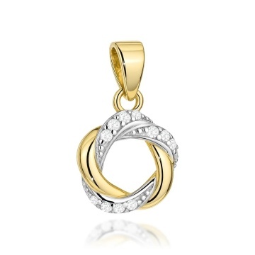 Pandantiv Din Aur 14K Plecat Cu Zirconii Și Model Împletit