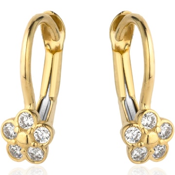 Cercei Aur 14k cu Floare si Zirconii Albe