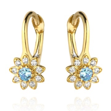 Cercei Aur 14k cu Floricele si Zirconii