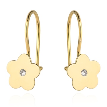 Cercei Aur 14K cu Floricică și Zirconiu 1.5cm
