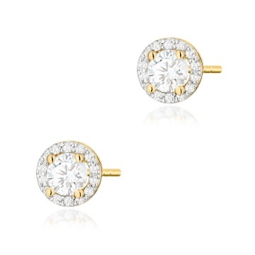 Cercei Aur 14K cu White Sapphire 0.60 ct si Diamante Naturale 0.24 ct