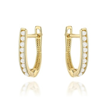 Cercei Aur 14K Stil Bară Decorați cu Zirconiu