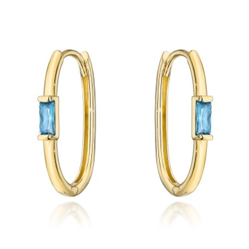 Cercei Creole Aur 14k cu Cristale Albastre