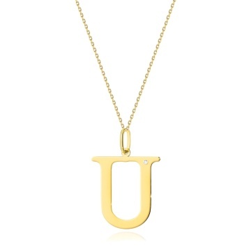 Colier Aur 14K cu Diamant Natural 0.01 ct