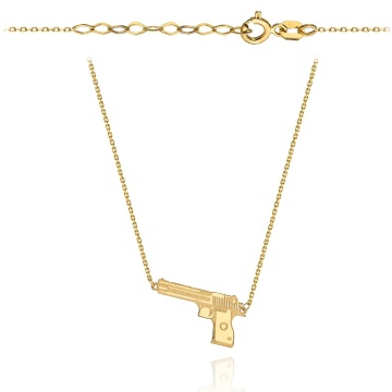 Colier Aur 14K Pistol Pandantiv Transversal