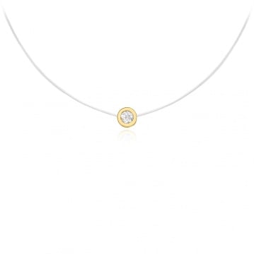 Colier cu fir transparent si pandantiv Rotund din AUR 14K