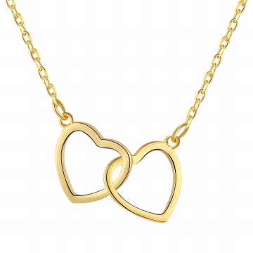 Colier Double Hearts din Inox placat cu AUR 18K