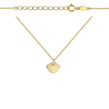 Colier Elegant cu Pandantiv Scoică din Aur Galben 14K și Zirconii