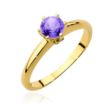 Inel Aur 14K cu Ametist 0.50 ct si Diamante Naturale 0.04 ct
