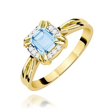 Inel Aur 14K cu Diamante Albastre de Laborator 0.56 ct