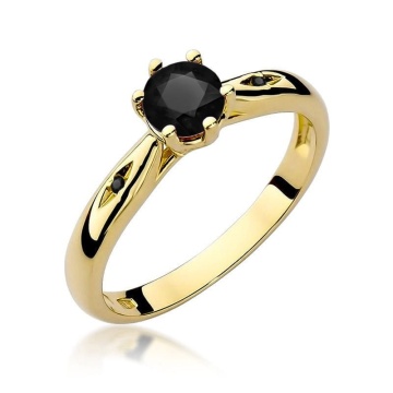 Inel Aur 14K cu Diamante Naturale Negre 0.51 ct