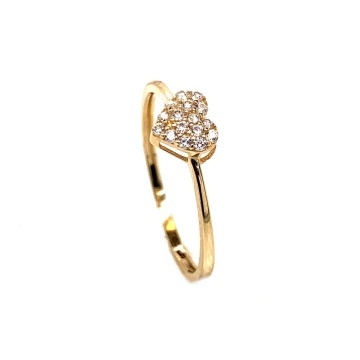 Inel Aur 14k cu Inima 3D si Zirconii Albe