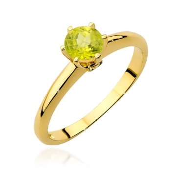 Inel Aur 14K cu Peridot 0.60 ct si Diamante Naturale 0.04 ct
