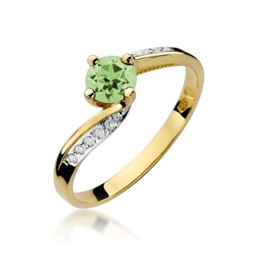 Inel Aur 14K cu Peridot 0.60 ct si Diamante Naturale 0.05 ct