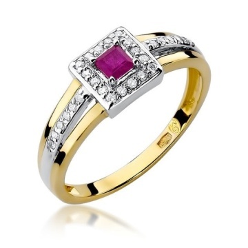 Inel Aur 14K cu Rubin 0.20 ct si Diamante Naturale 0.14 ct