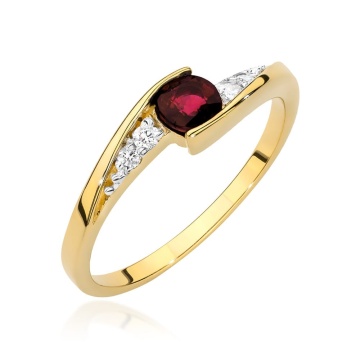 Inel Aur 14K cu Rubin 0.30 ct si Diamante Naturale 0.06 ct