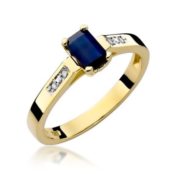 Inel Aur 14K cu Safir 0.60 ct si Diamante Naturale 0.04 ct