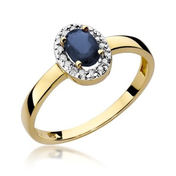 Inel Aur 14K cu Safir 0.70 ct si Diamante Naturale 0.08 ct